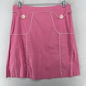 JILL MICHELLE Skirt 12 Pencil Zip Back Stretch Cotton Pink USA Vintage
